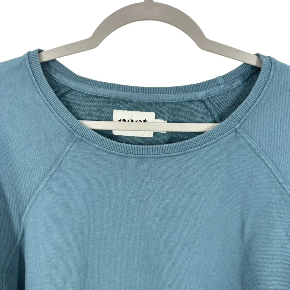 Pact Organic Cotton Raglan Sweatshirt Blue XL Pullover Crew Neck Side Slit - Picture 7 of 8